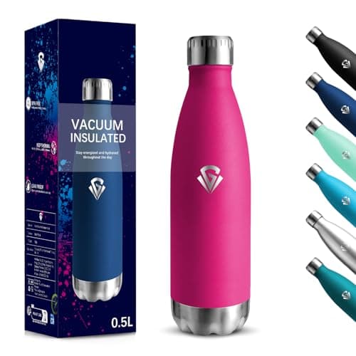 Gourde Isolante 500ml Sans BPA - Acier Inoxydable 18/8, Bouteille Insulated pour Voyage, École et Randonnée - Double Par — Rose-rouge-500 Ml