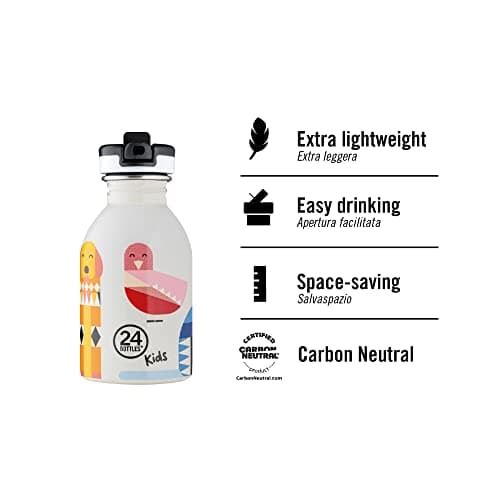 Bouteillekids24Bottles MaternellePrimairePaille250mlHermétiqueInoxydableBPAFreeLégèreGourdeEnfantSportLoisirSûre