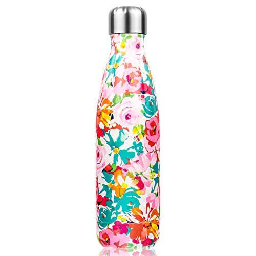 Gourde Inoxydable Isotherme Réutilisable 500ml Fleurs Rouge