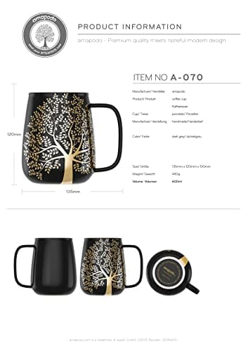amapodo Tasse à café en porcelaine 600ml XXL - Sans plastique - Cadeaux pour hommes