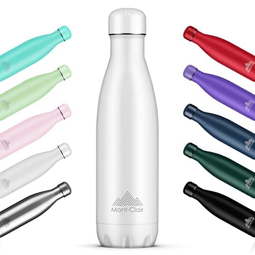 Mont-Clair Gourde Isotherme 750ml sans BPA - 24h Froid /12h Chaud, Bouteille d'Eau en Acier Inoxydable, Bleu Clair - Par — Blanc