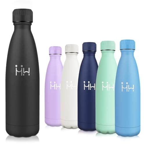 Motswedi Gourde Isotherme Violet Clair, Réutilisable 500ml, pour Enfant et Adulte, Randonnée & Sport 24h Froid 12h Chaud — Noir Édition Jeunesse-500ml