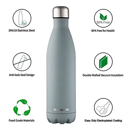 CMXING Thermosgourde Bouteille d'eau en Acier Inoxydable Double Paroi 500ml & 750ml - Isolation Thermique Réutilisable s