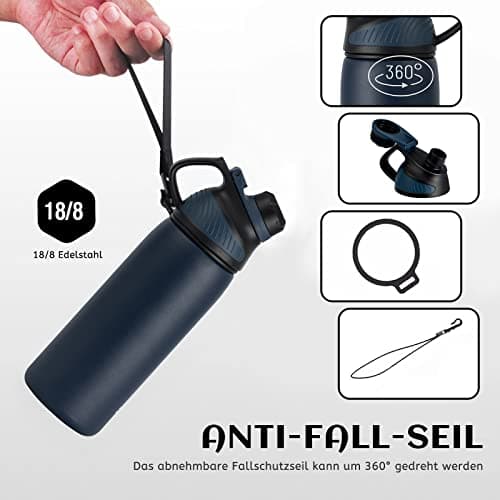 Bouteille Isotherme FJBottle Gourde 1L en Inox - Idéale pour Adultes au Sport, Gym et Voyage - Étanche sans BPA, Cover M