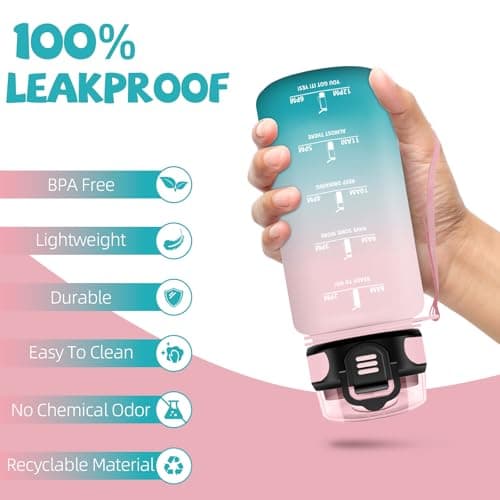 HoneyHolly Gourde Paille 500ml Sans BPA Étanche Bouteille de Motivation avec Marqueur de Temps pour Gym Ecole Sport Cycl