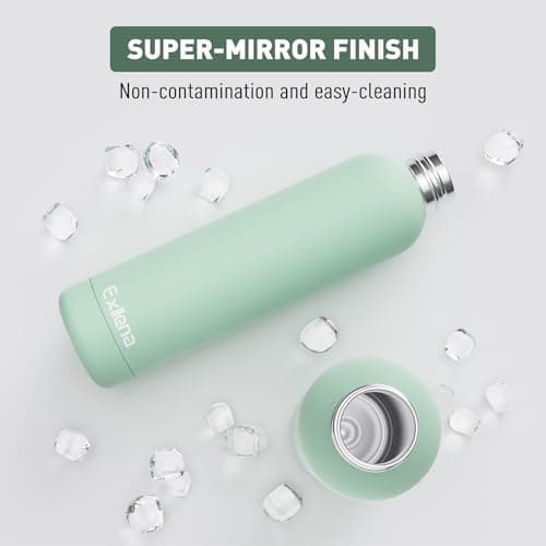 Exllena Gourde Isotherme 1l - Acier Inoxydable sans BPA - Étanche 100% - Idéal pour le Sport et le Voyage - Menthe