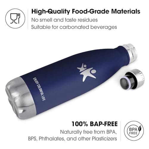 KollyKolla Gourde Inox Isotherme 350ml 500ml 650ml 750ml, Bouteille d'eau Acier Inoxydable à Double Paroi Sans BPA Etanc