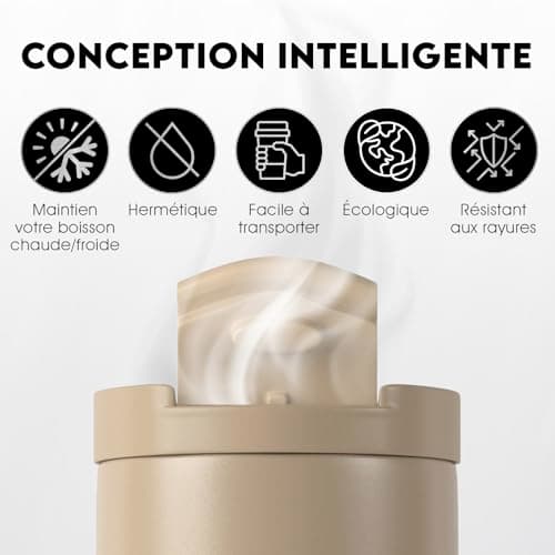 Mont-Clair Tasse Café Écologique 550ml - Mug Isotherme 12h - 100% Étanche en Acier Inoxydable Recyclé
