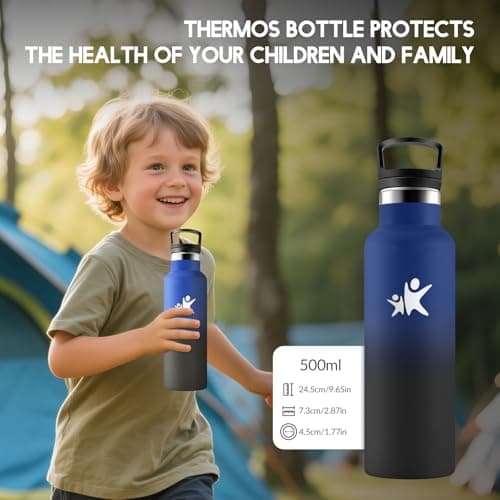 Gourde HoneyHolly Isotherme Enfant 500ML Anti-Fuite Isolation en Acier Inoxydable Réutilisable