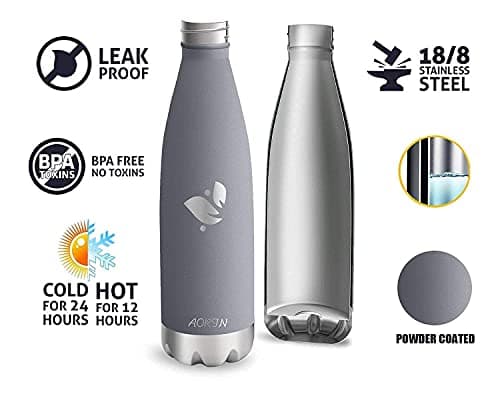 Bouteille d'eau AORIN Double Mur Isolé pour Sport et Voyage - 500ml -Sans BPA, Gourde Inox Étanche pour Enfant et Adulte
