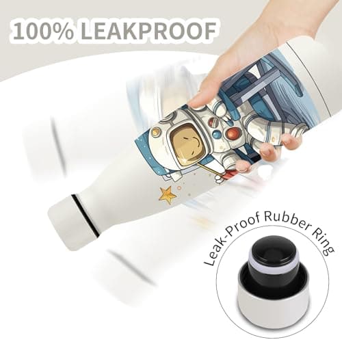 Gourde Isotherme Grsta 500ml Enfant Personnalisée Astronautes Sans BPA École Bureau Voyage Sports Velo Blanc