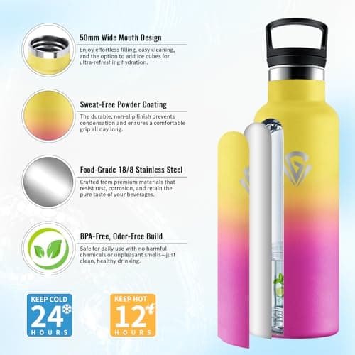 Gourde Isotherme Acier Inoxydable 500ml pour Enfant et Adulte - Randonnée et Gym - Étanche, Réutilisable, sans BPA