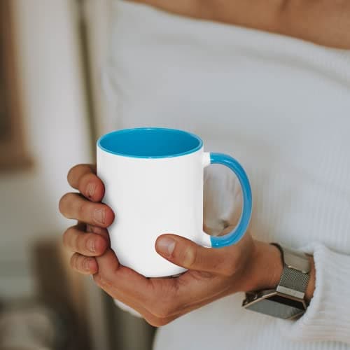 MR.R Lot de 2 tasses à café vierges en bleu clair 325 ml pour maison et bureau