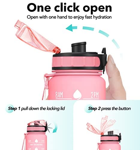 HydroPal Gourde Filtrante 1 Litre, Bouteille d'Eau sans BPA pour Adultes - Motivation & Marqueur de Temps pour Sport, Gy