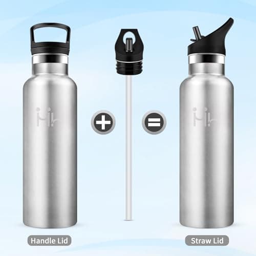 Bouteille Isotherme Acier Inoxydable 500ml Double Paroi, Étanche Réutilisable sans BPA avec Paille, pour Cyclisme Randon