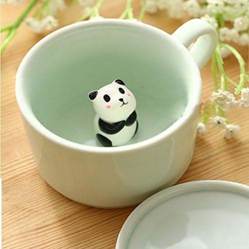 Itian tasses en céramique avec couvercle pour enfants 230 ml, tasses d'animaux 3D fantaisies pour mariage et anniv., cou