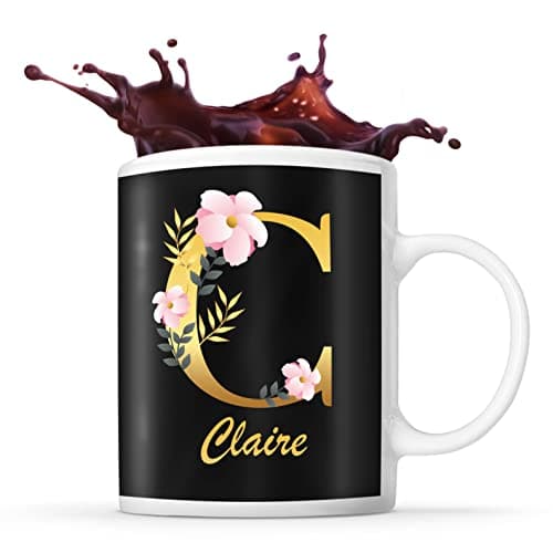 Tasse Claire Prénom Femme Noir Lettre Fleur Idée Cadeau Anniversaire Noël Fête des Mères
Tasse Claire Prénom Femme Noir