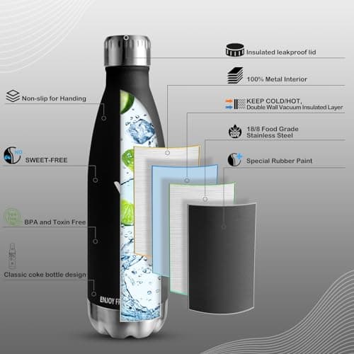 Gourde Vikaster isotherme 500ml inox Sans-BPA Etanche pour Adulte Sport Gym École Extérieur