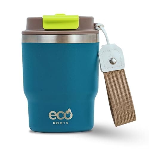 Evergreen ECOROOTS - Tasse Café Isotherme | Couvercle Antifuite | Acier Inoxydable | Sans BPA | Thermo Café Voyage | Tas — Bleu Bondi