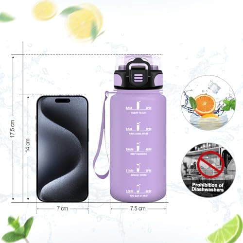 Vikaster Gourdes Sport Étanche & Réutilisable, Convient pour la Gym, Bouteille Ouvrir en Un Clic