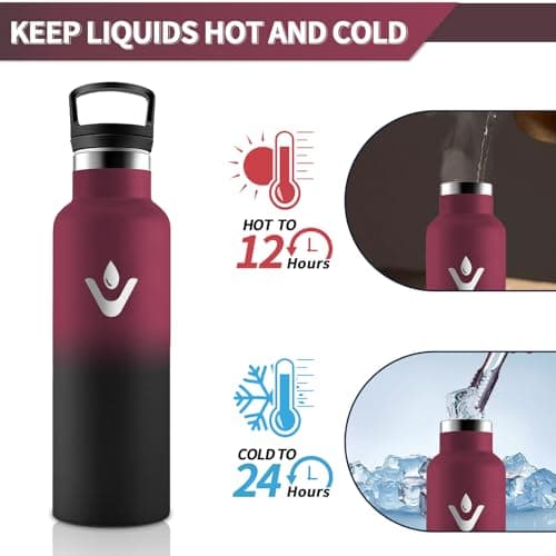 HoneyHolly Bouteille Isotherme 500ml, Gourde INOX à Double Paroi avec Paille, Réutilisable sans BPA, Anti-Fuite – Idéale
