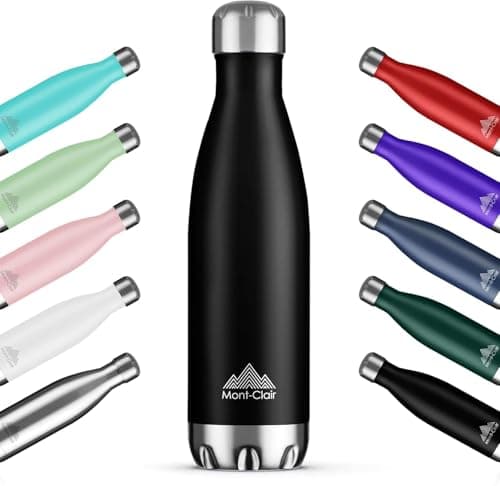 Mont-Clair H2O Gourde isotherme 500ML - Bouteille d'eau en acier sans BPA - 24h froid & 12h chaud - Vert clair  
Mont-Cl — Noir