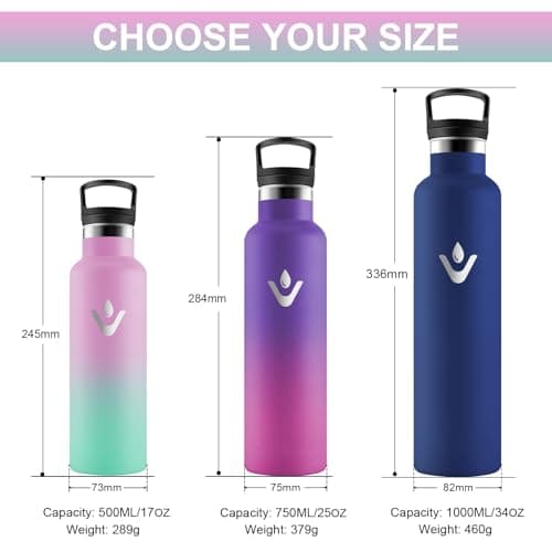 Vikastar Gourde Isotherme BPA-Free 500ml Anti-Fuite pour Enfants, Bouteille Étanche Froid/Chaud pour Sport, École et Cyc
