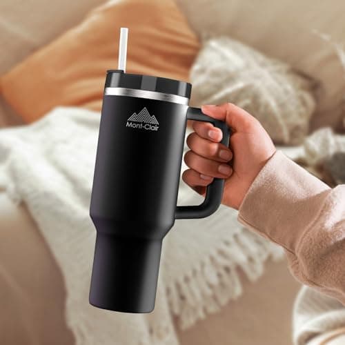 Mont-Clair Tumbler 40oz - Gourde Isotherme Noir Glacé 48h Froid 1200ml