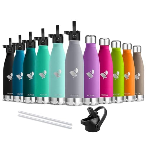Bouteille d'eau AORIN Double Mur Isolé pour Sport et Voyage - 500ml -Sans BPA, Gourde Inox Étanche pour Enfant et Adulte