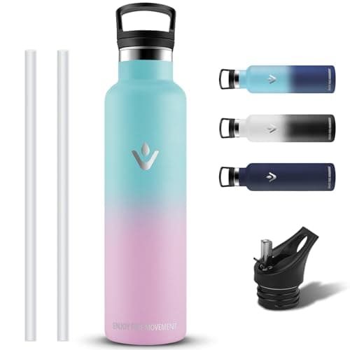Gourde Isotherme Grsta 500ml pour Sport et Randonnée Avec Paille Anti-Fuite — Poudre-verte