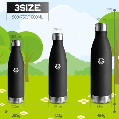 Gourde Isolante 500ml Sans BPA - Acier Inoxydable 18/8, Bouteille Insulated pour Voyage, École et Randonnée - Double Par