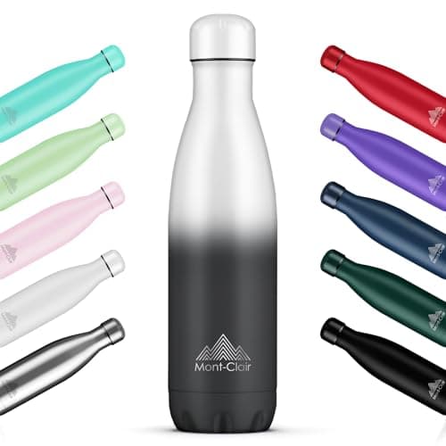 Mont-Clair Gourde Isotherme 750ml sans BPA - 24h Froid /12h Chaud, Bouteille d'Eau en Acier Inoxydable, Bleu Clair - Par — Blanc & Gris