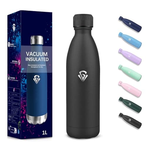 Gourde 500 ml Sans BPA pour École et Voyage - Isolation Isotherme Double Paroi - Acier Inoxydable 304 Rose - Isothermie — Noir-1000ml