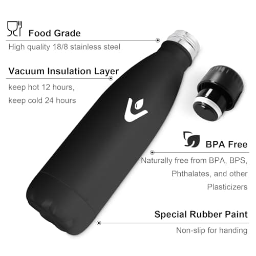 Gourde Isotherme Inox 500ml pour Adulte et Enfant - Étanche, Double Paroi, sans BPA, Bureau, École, Sport