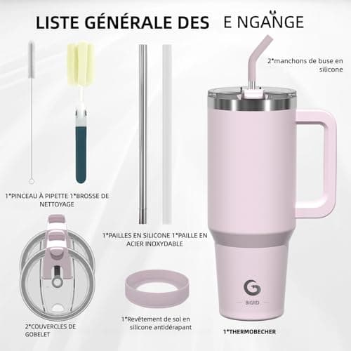 Gourde Isotherme BIGRD 1,2L Acier Inoxydable 304 Rose - Double Isolation - Pour Sport et Randonnée - 100% Étanche Sans B