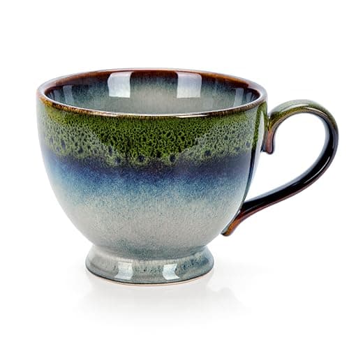 TELANKS grande tasse à café en céramique de 400 ml pour café, lait et thé (vert clair) — Vert Gazon.