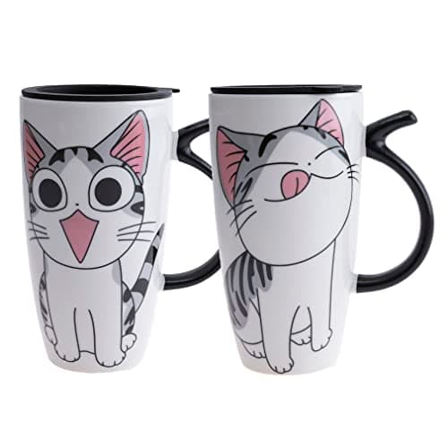Mug Chat Kawaii Lachineuse 600ml Blanc Isotherme cadeau Japanese — Duo Multicolore