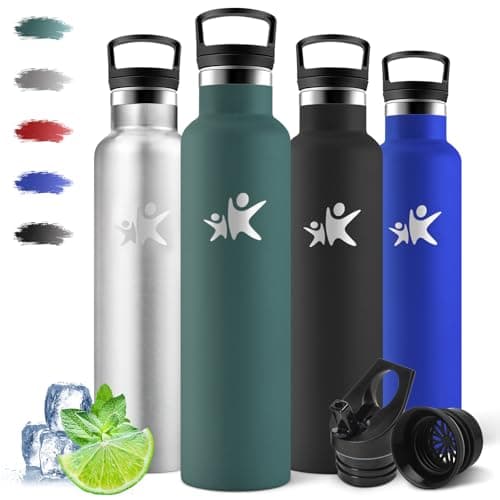 Motswedi Gourde Isotherme 1l, Réutilisable sans BPA, Thermos pour Randonnée, Bureau & Outdoor, 18/8 Acier Inoxydable, Ve