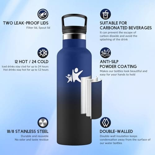 Gourde HoneyHolly Isotherme Enfant 500ML Anti-Fuite Isolation en Acier Inoxydable Réutilisable