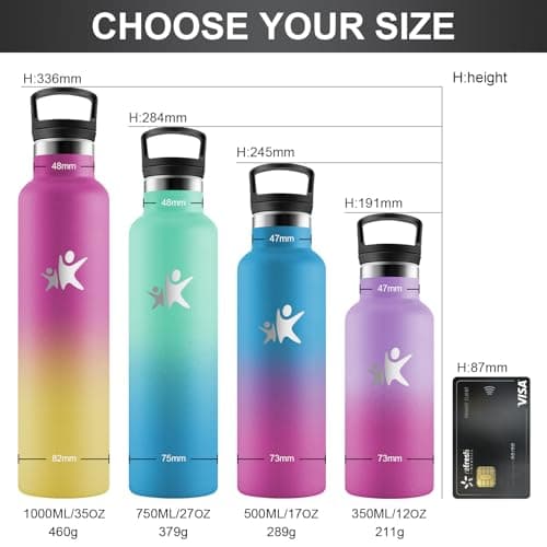 KollyKolla Gourde Isotherme Enfant 500ml, Bouteille Acier Inoxydable Étanche Réutilisable, sans BPA, Gourde Paille, Bout