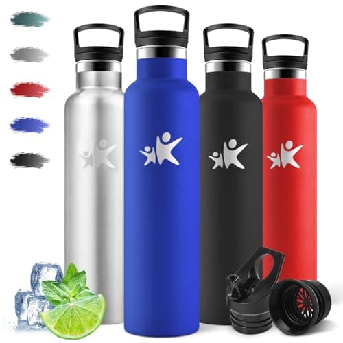 Motswedi Gourde Isotherme 1l, Réutilisable sans BPA, Thermos pour Randonnée, Bureau & Outdoor, 18/8 Acier Inoxydable, Ve — Bleu Roi -1000ml