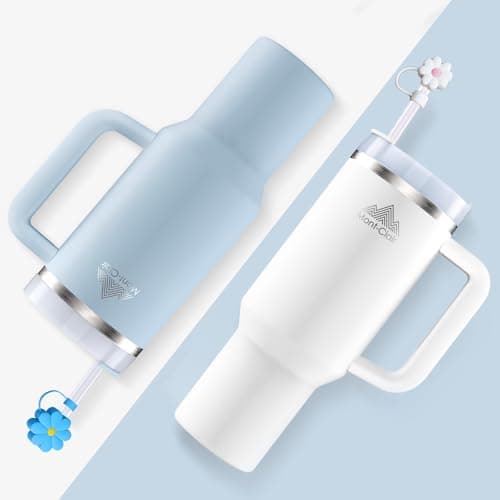 Mont-Clair Tumbler 40oz - Mug Isotherme 10h Chaud / 48h Froid avec Paille - 1200ml Gourde Boissons Poignée