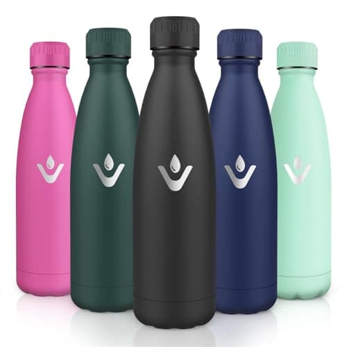 Motswedi Gourde Isotherme 500ml sans BPA, Anti-Fuite 24h Froid & 12h Chaud, Gourde Inox pour Enfants & Adultes, Sport, G — Noir