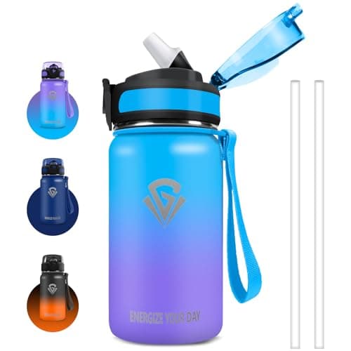 Grsta Gourde Isotherme Enfant, 500ml Double Paroi Anti-Fuite, BPA-Free, Idéal Pour École, Bureau, Outdoor, Réutilisable