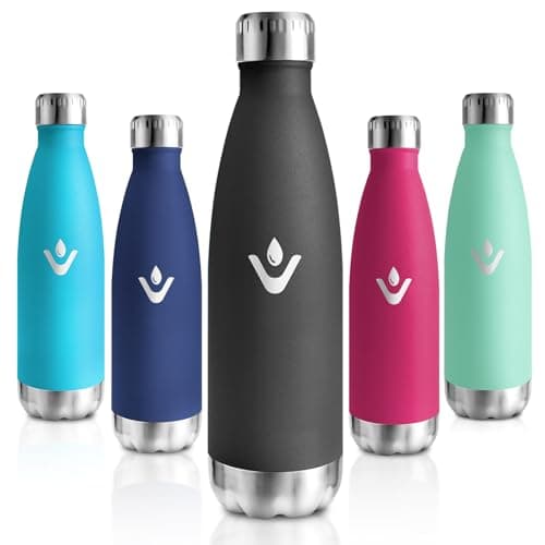 Motswedi Gourde Isotherme 500ml, 24h Froid & 12h Chaud, sans BPA pour Randonnée & Sport, Réutilisable — Noir