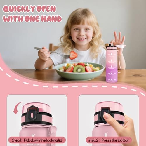 Gourde Motswedi Sport 500ml Anti Fuite Rose Cler & Rose Rouge pour Enfant et Adulte | Bouteille Réutilisable Sans BPA |