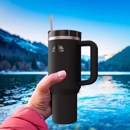 Mont-Clair Tumbler 40oz - Gourde Isotherme Noir Glacé 48h Froid 1200ml