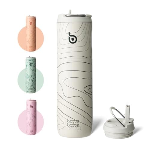 Bouteille d'eau isotherme en acier inoxydable pour sport et voyage - Rose clair, 710 ml,anti-fuite, sans BPA — Peak Grey