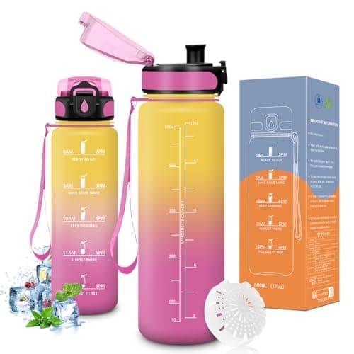 Bouteille d'eau Vikaster sans BPA, Étanche & Réutilisable pour le Sport et les Activités Outdoor, Gourde Randonnée Yoga — B-rose Jaune