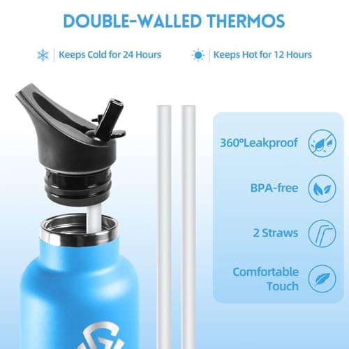 HoneyHolly Gourde Isotherme Anti-Fuite pour Enfants et Adultes 500ML, Réutilisable, Sans BPA, Acier Inoxydable à Double